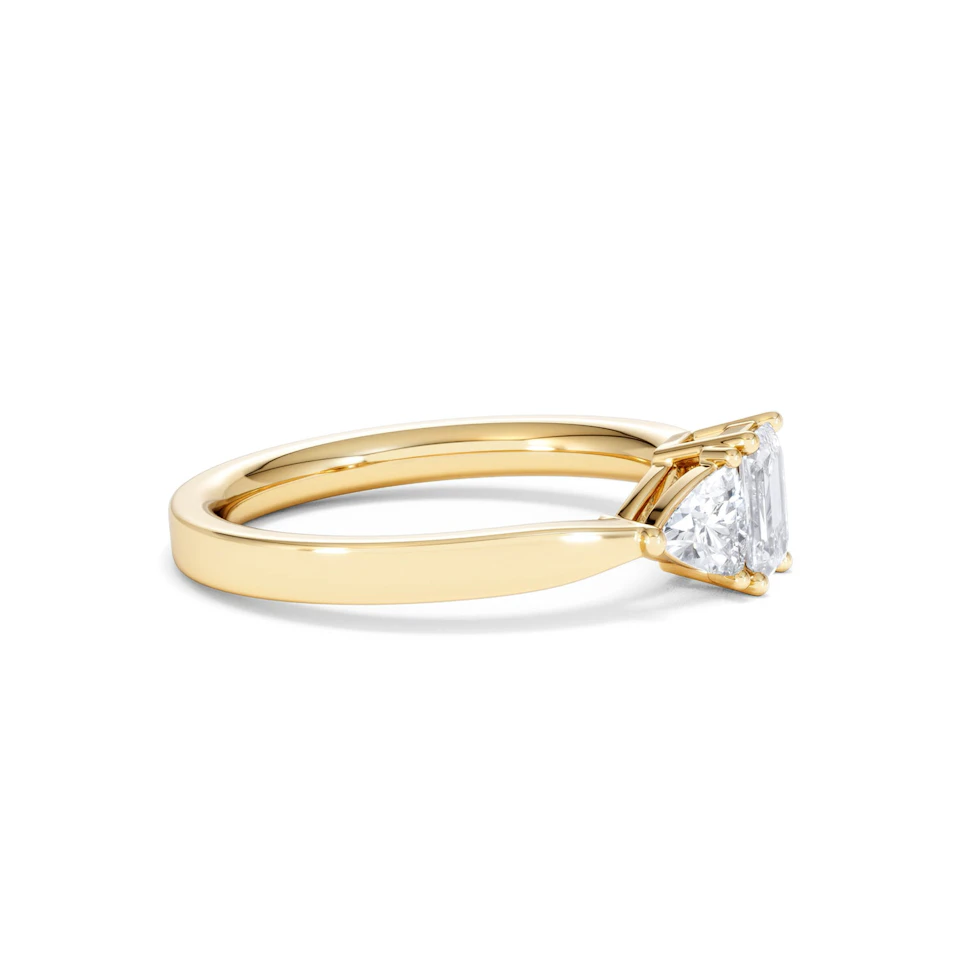 Aurora Lab Diamond Emerald Cut and Trillion 1.00ct Ring in 18K Gold F/VS1