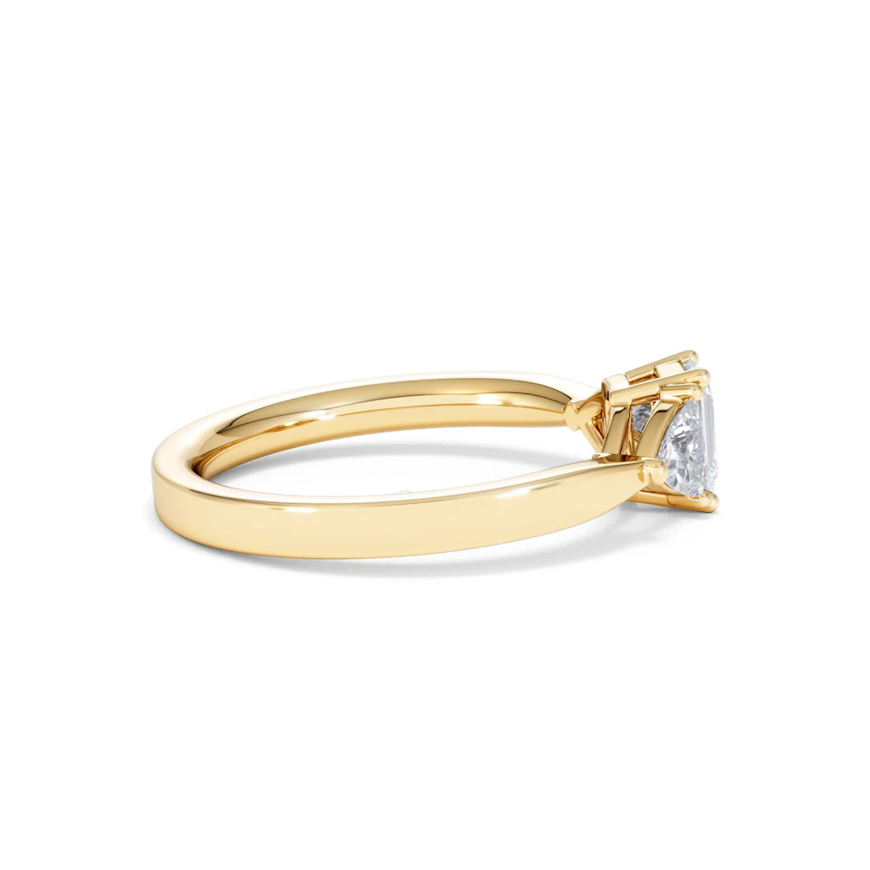 Aurora Lab Diamond Emerald Cut and Trillion 1.00ct Ring in 18K Gold F/VS1