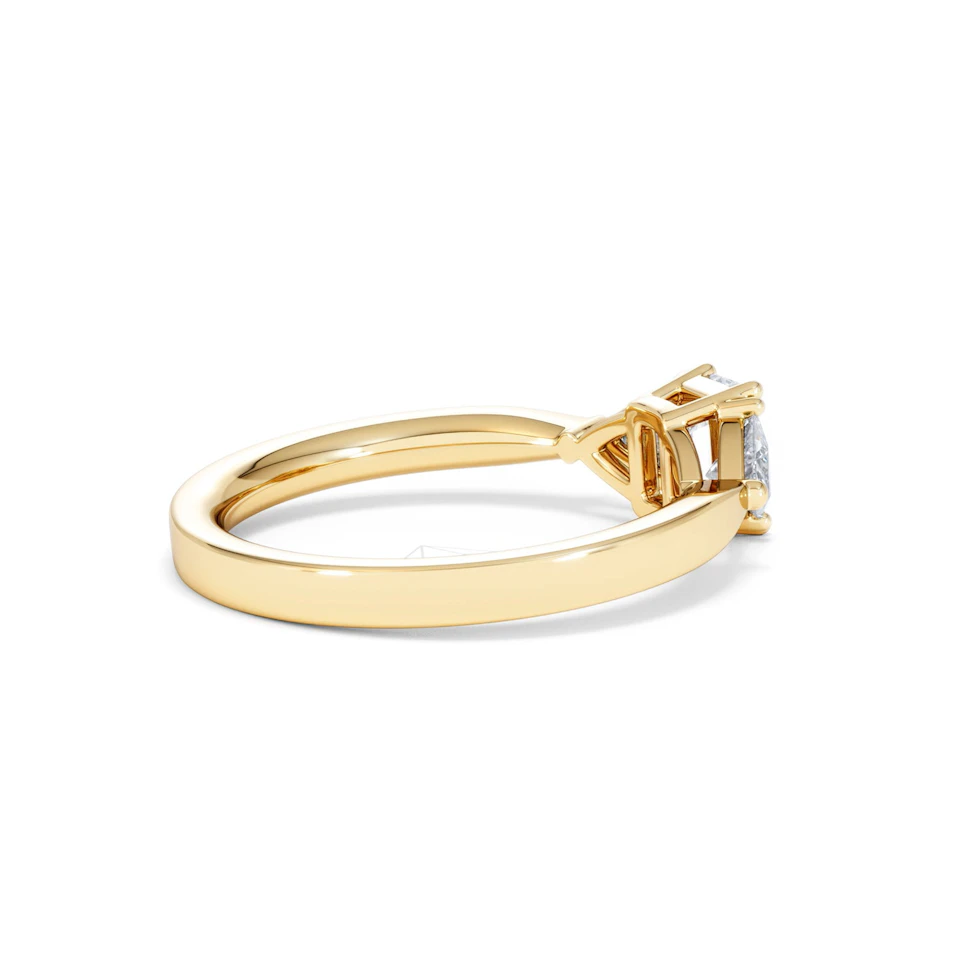 Aurora Lab Diamond Emerald Cut and Trillion 1.00ct Ring in 18K Gold F/VS1