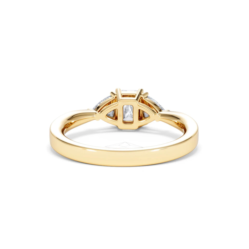 Aurora Lab Diamond Emerald Cut and Trillion 1.00ct Ring in 18K Gold F/VS1