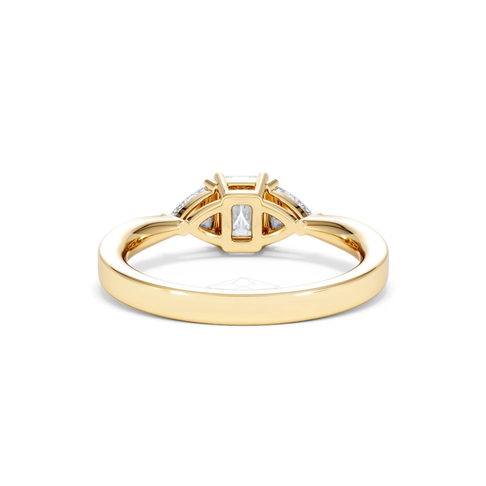Aurora Lab Diamond Emerald Cut and Trillion 1.00ct Ring in 18K Gold F/VS1