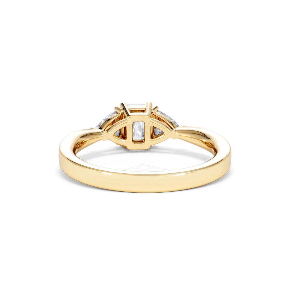 Aurora Lab Diamond Emerald Cut and Trillion 1.00ct Ring in 18K Gold F/VS1