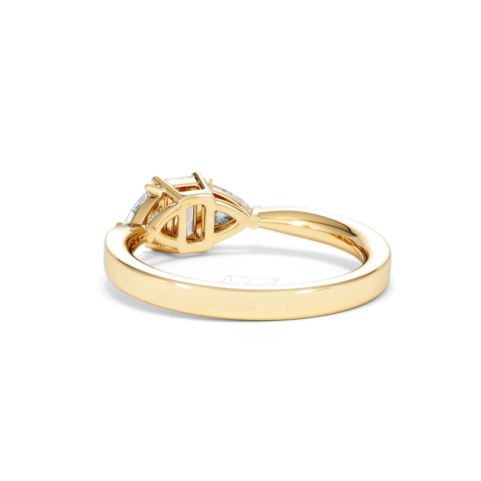 Aurora Lab Diamond Emerald Cut and Trillion 1.00ct Ring in 18K Gold F/VS1
