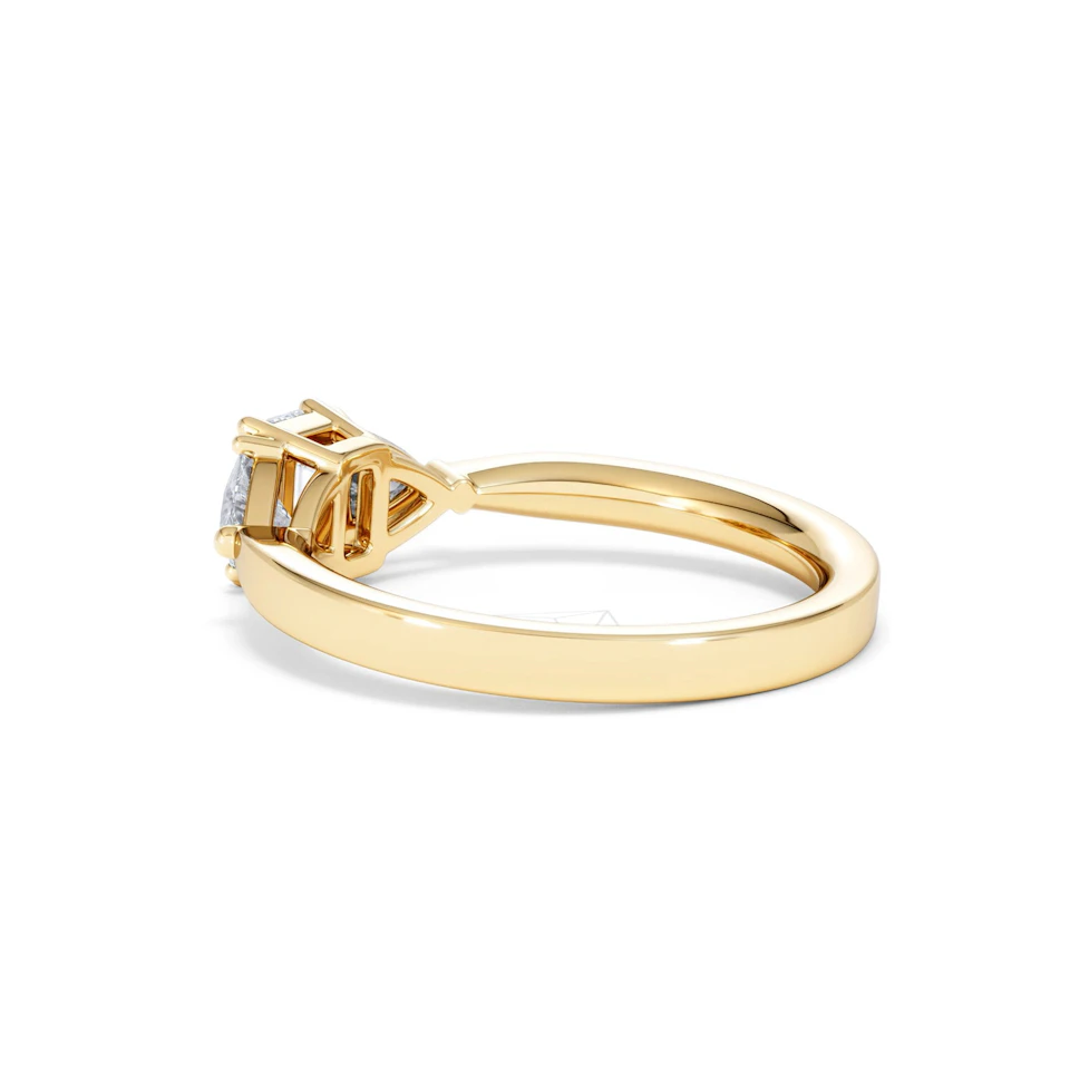 Aurora Lab Diamond Emerald Cut and Trillion 1.00ct Ring in 18K Gold F/VS1