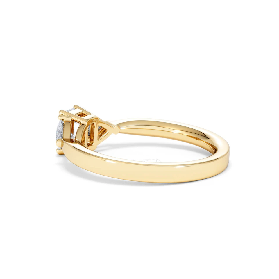 Aurora Lab Diamond Emerald Cut and Trillion 1.00ct Ring in 18K Gold F/VS1