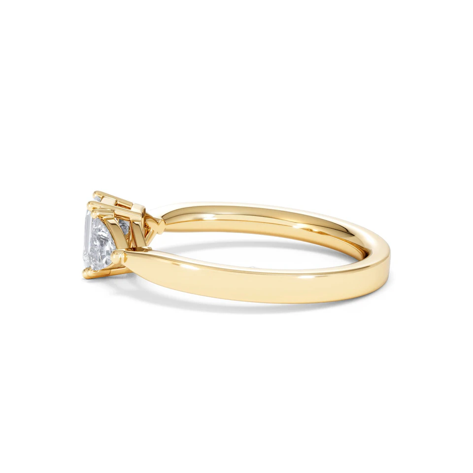 Aurora Lab Diamond Emerald Cut and Trillion 1.00ct Ring in 18K Gold F/VS1