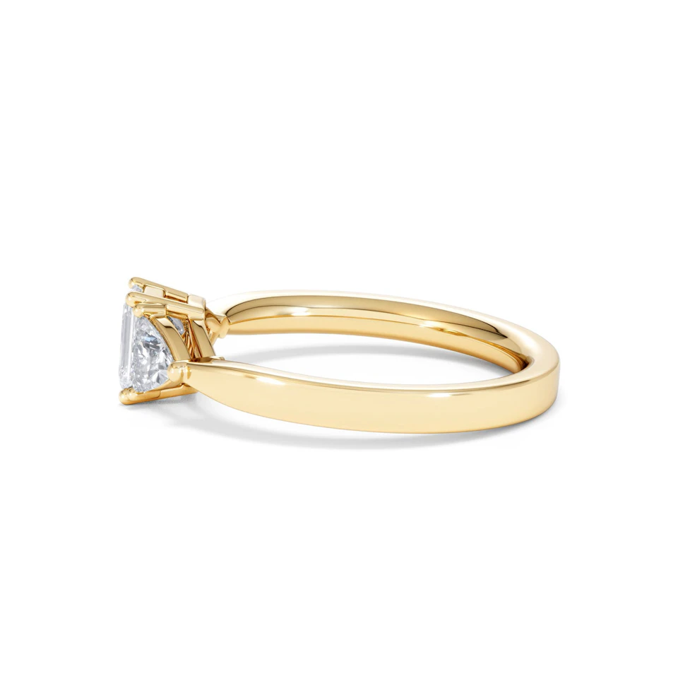 Aurora Lab Diamond Emerald Cut and Trillion 1.00ct Ring in 18K Gold F/VS1