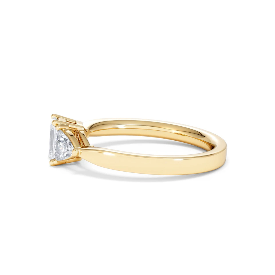 Aurora Lab Diamond Emerald Cut and Trillion 1.00ct Ring in 18K Gold F/VS1