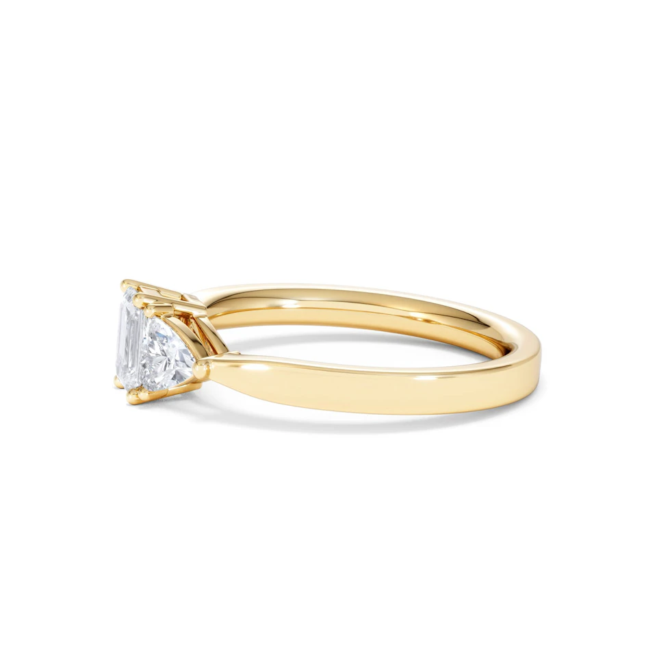 Aurora Lab Diamond Emerald Cut and Trillion 1.00ct Ring in 18K Gold F/VS1