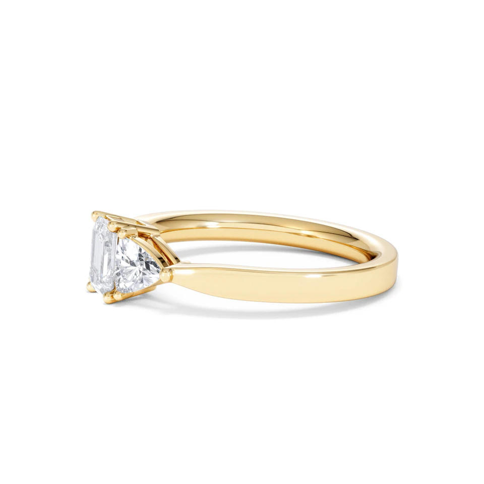 Aurora Lab Diamond Emerald Cut and Trillion 1.00ct Ring in 18K Gold F/VS1