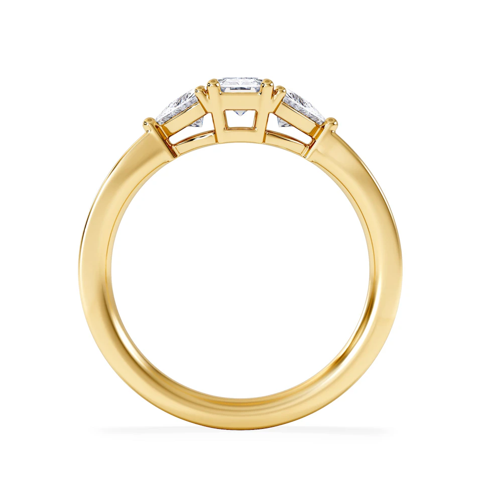 Aurora Lab Diamond Emerald Cut and Trillion 1.00ct Ring in 18K Gold F/VS1