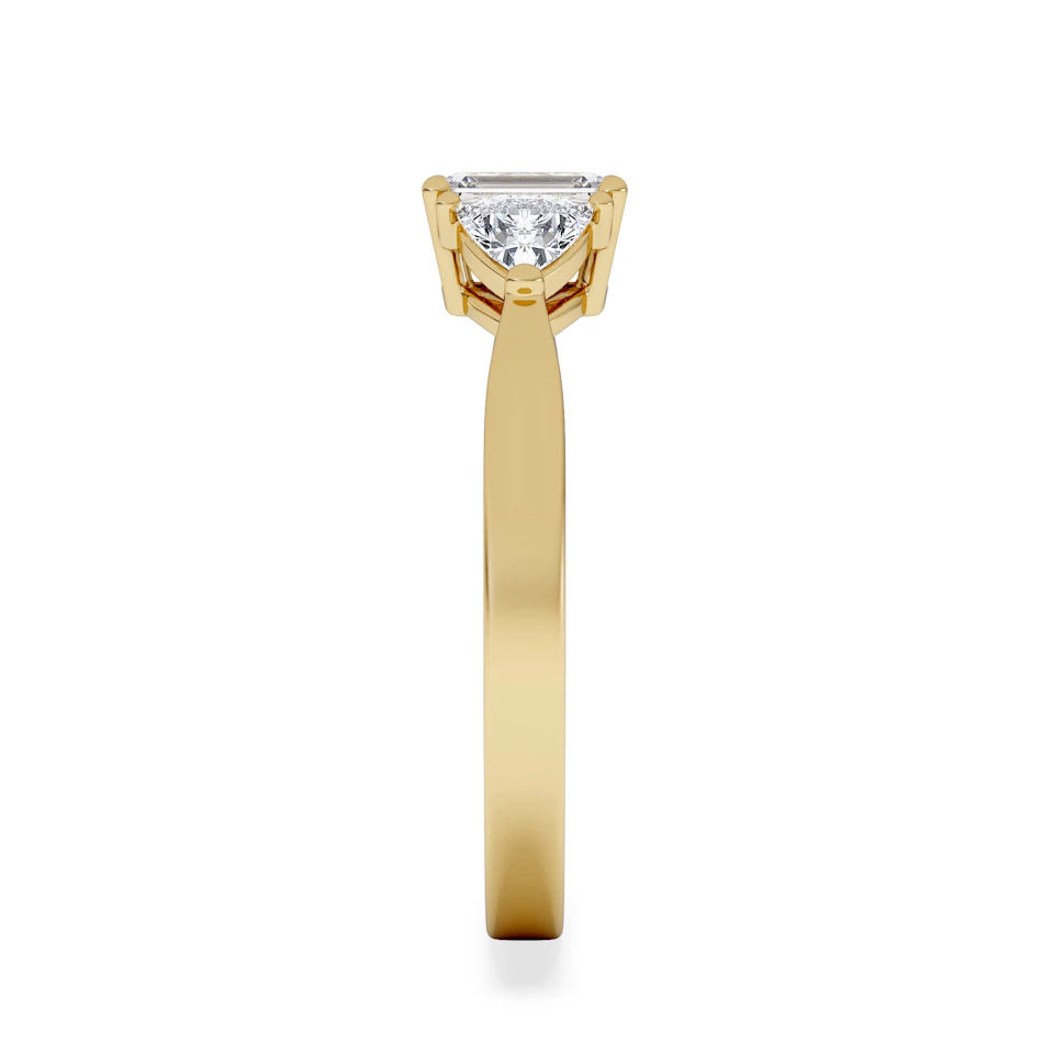 Aurora Lab Diamond Emerald Cut and Trillion 1.00ct Ring in 18K Gold F/VS1