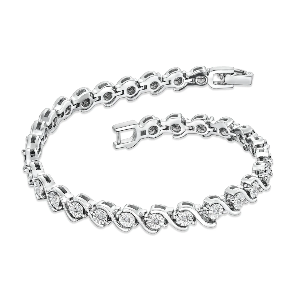 0.19ct Diamond and Silver Twist Bracelet - UD3241