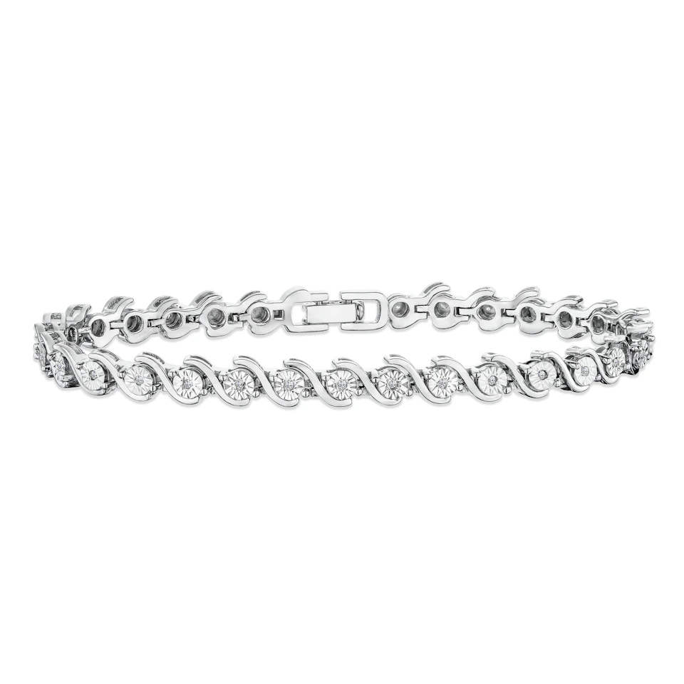 0.19ct Diamond and Silver Twist Bracelet - UD3241