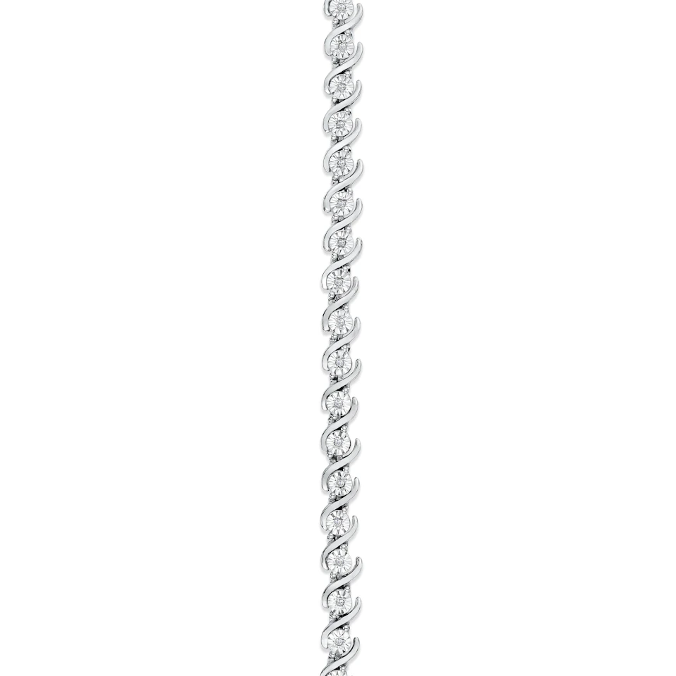 0.19ct Diamond and Silver Twist Bracelet - UD3241