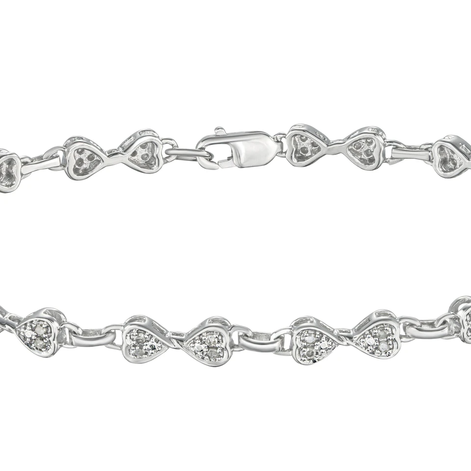 0.25ct Diamond Heart Bracelet Set In Silver