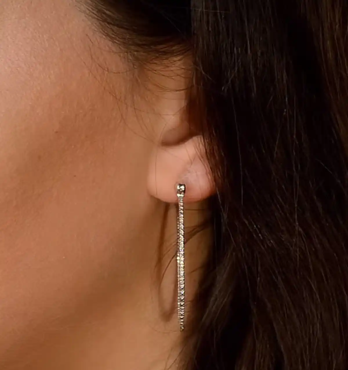 Diamond Hoop Earrings 35mm in Sterling Silver - Ug3237