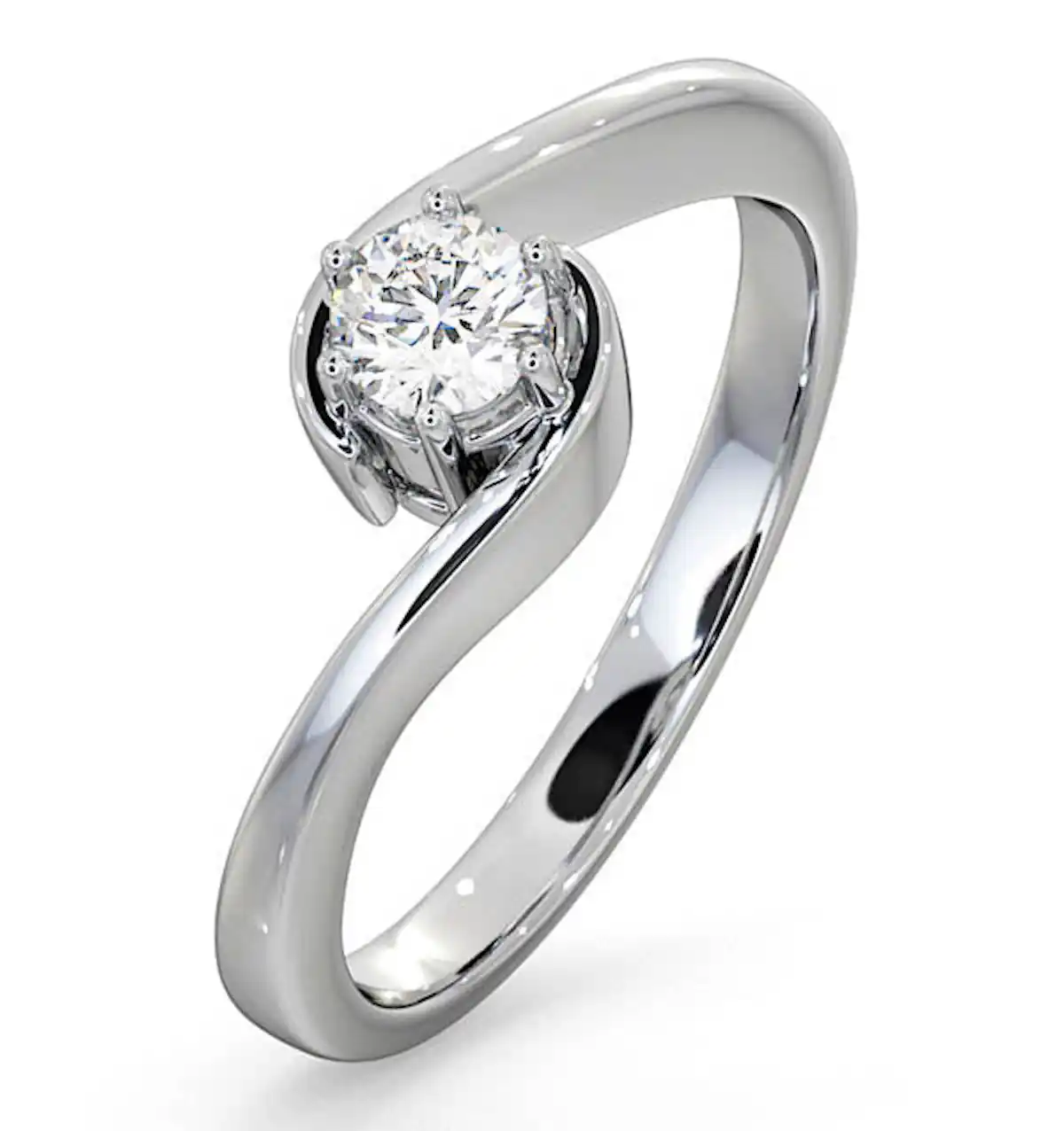 Certified Leah 18K White Gold Diamond Engagement Ring 0.25CT