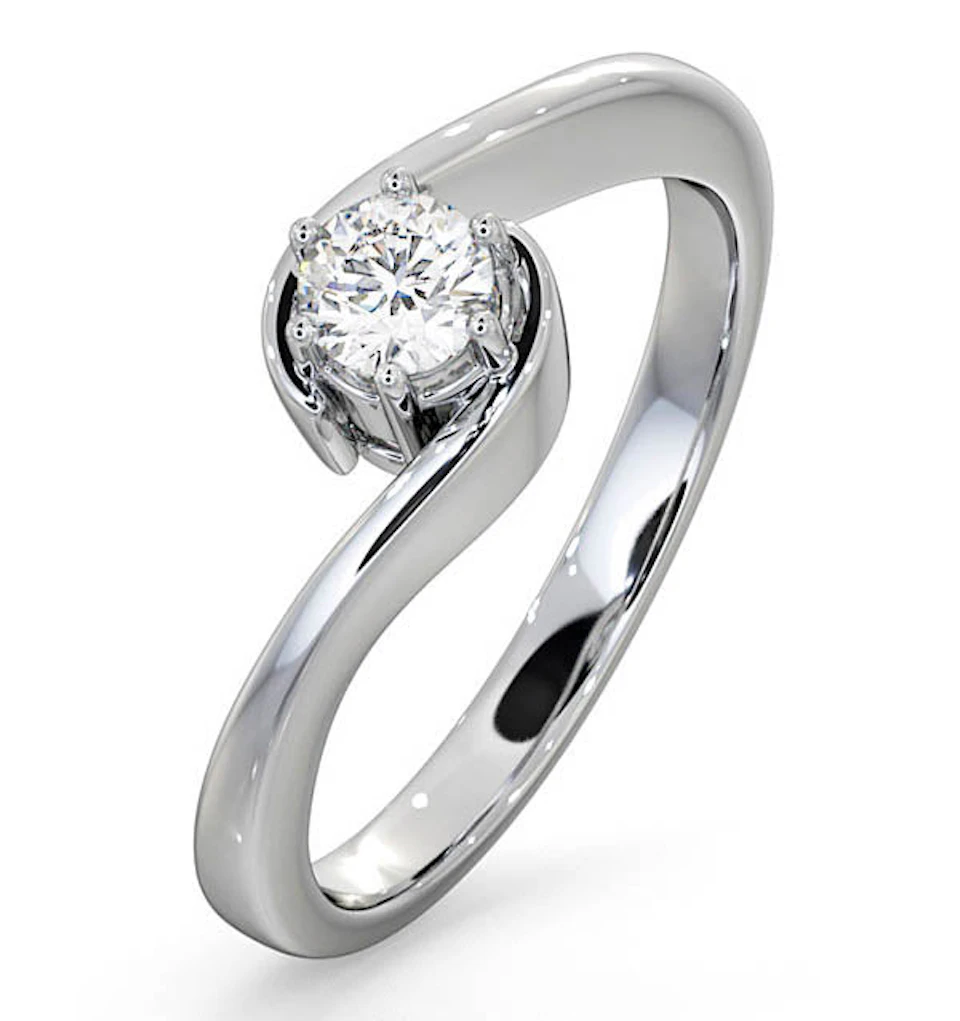 Certified Leah 18K White Gold Diamond Engagement Ring 0.33CT-F-G/VS