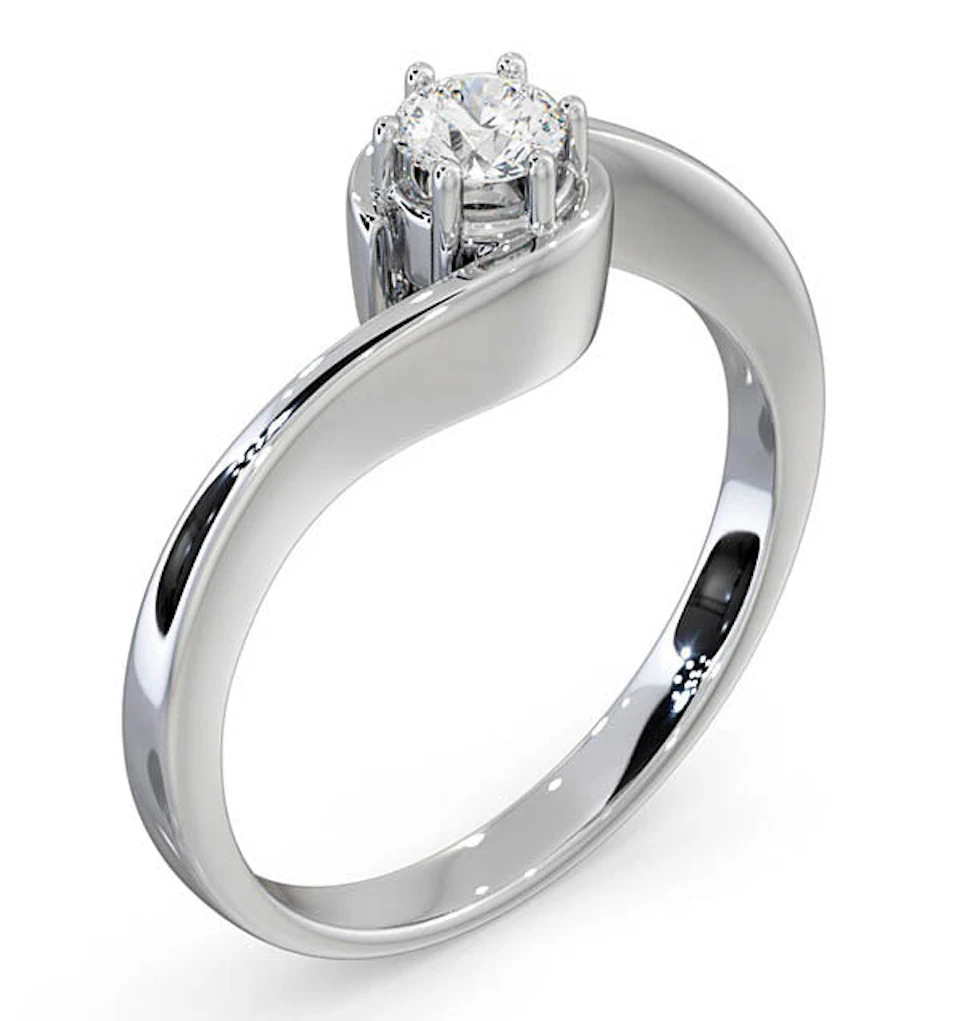 Certified Leah 18K White Gold Diamond Engagement Ring 0.33CT-F-G/VS