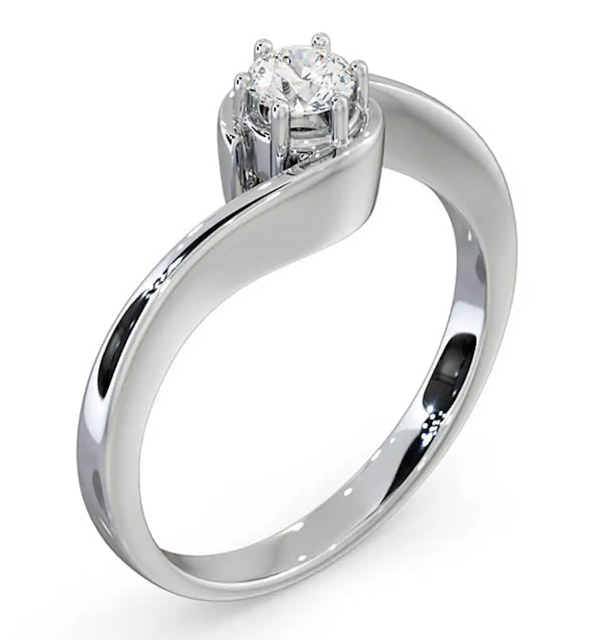 Certified Leah 18K White Gold Diamond Engagement Ring 0.25CT