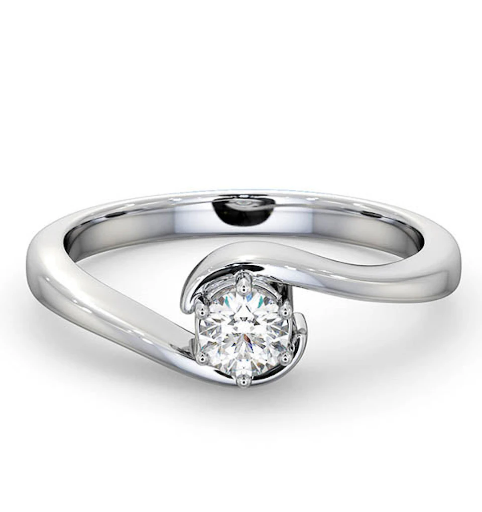 Certified Leah 18K White Gold Diamond Engagement Ring 0.25CT