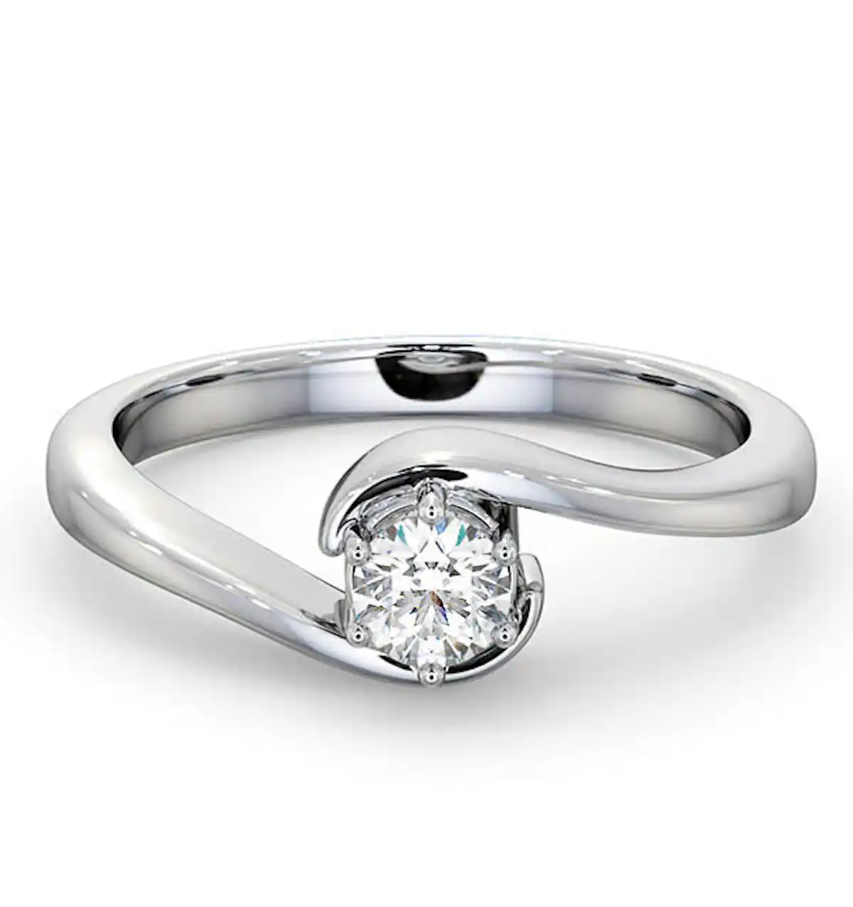 Certified Leah 18K White Gold Diamond Engagement Ring 0.25CT