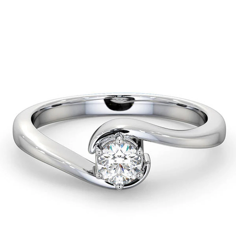 Certified Leah 18K White Gold Diamond Engagement Ring 0.33CT-F-G/VS