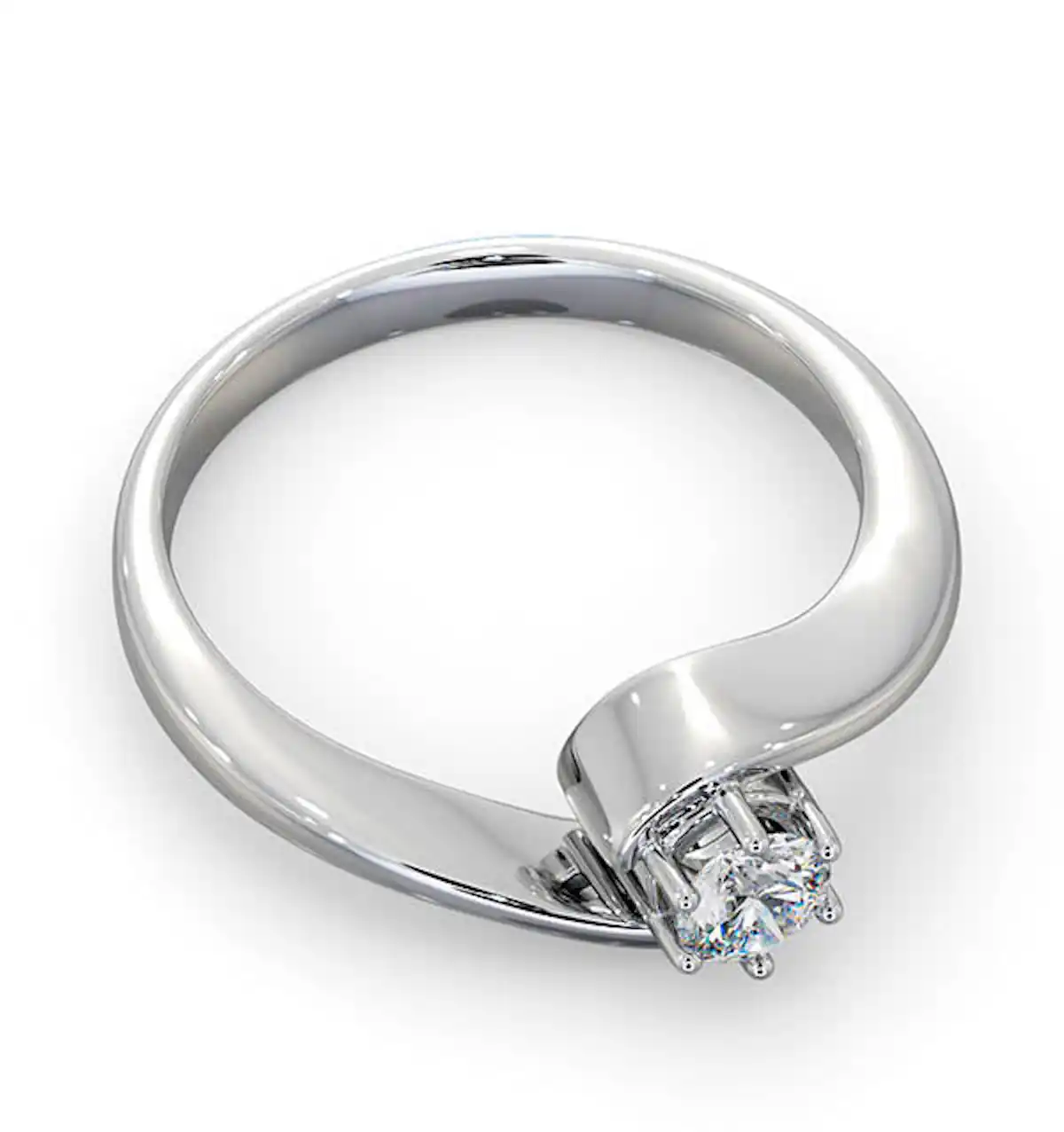 Certified Leah 18K White Gold Diamond Engagement Ring 0.25CT