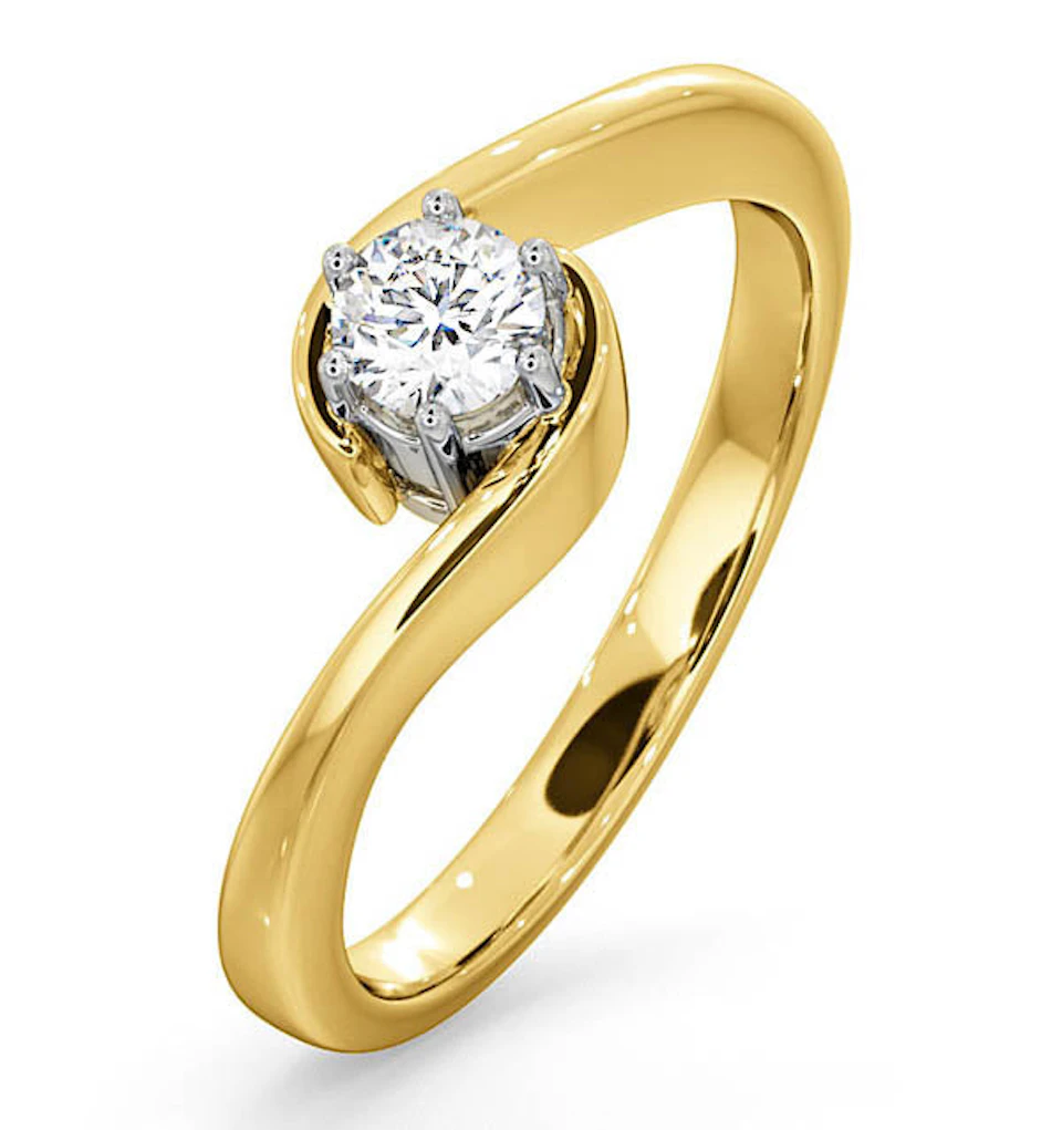 Certified Leah 18K Gold Diamond Engagement Ring 0.33CT-F-G/VS