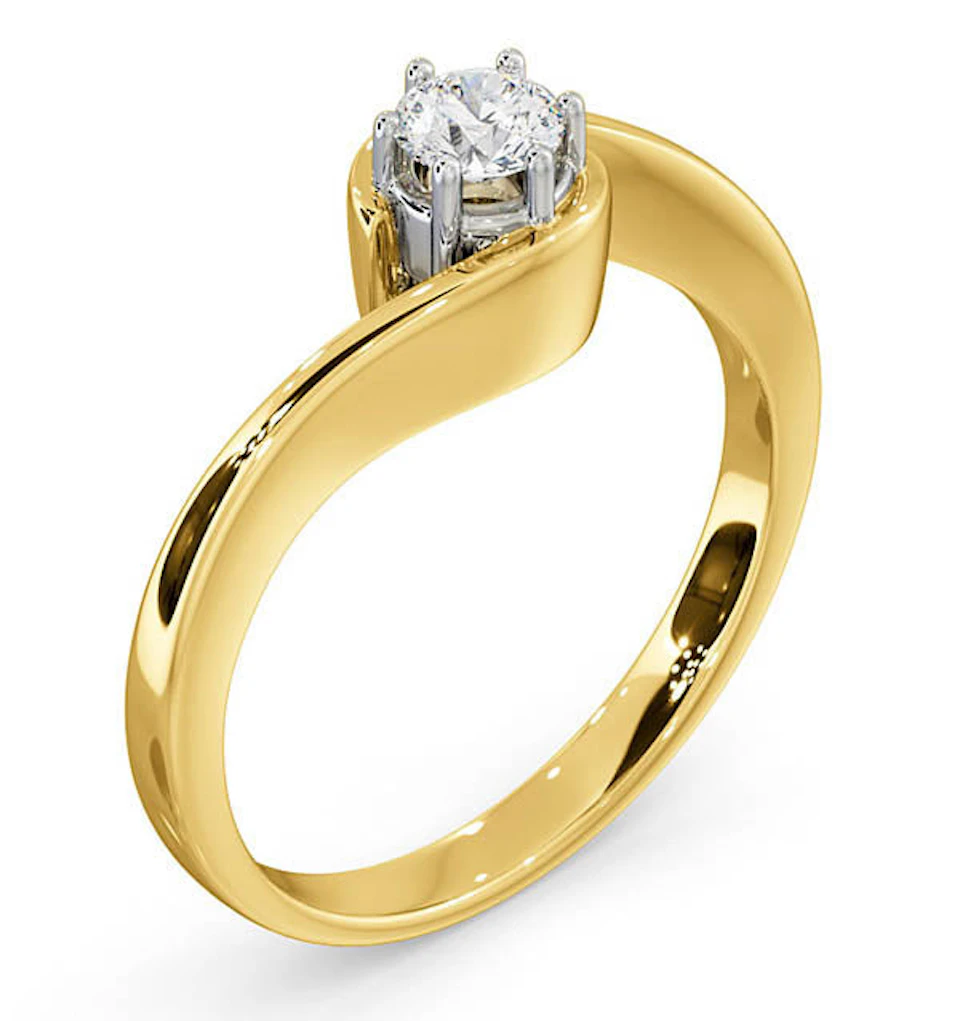 Certified Leah 18K Gold Diamond Engagement Ring 0.33CT-F-G/VS