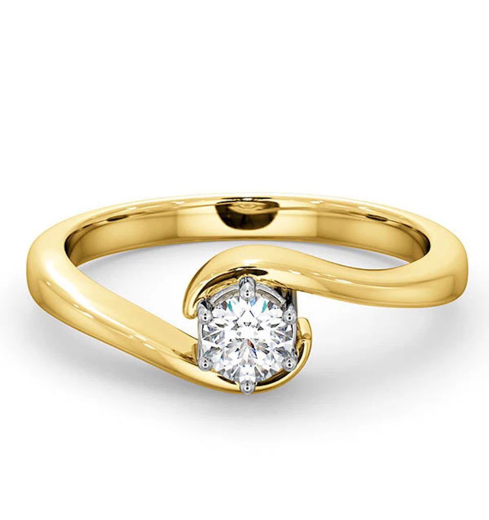 Certified Leah 18K Gold Diamond Engagement Ring 0.25CT