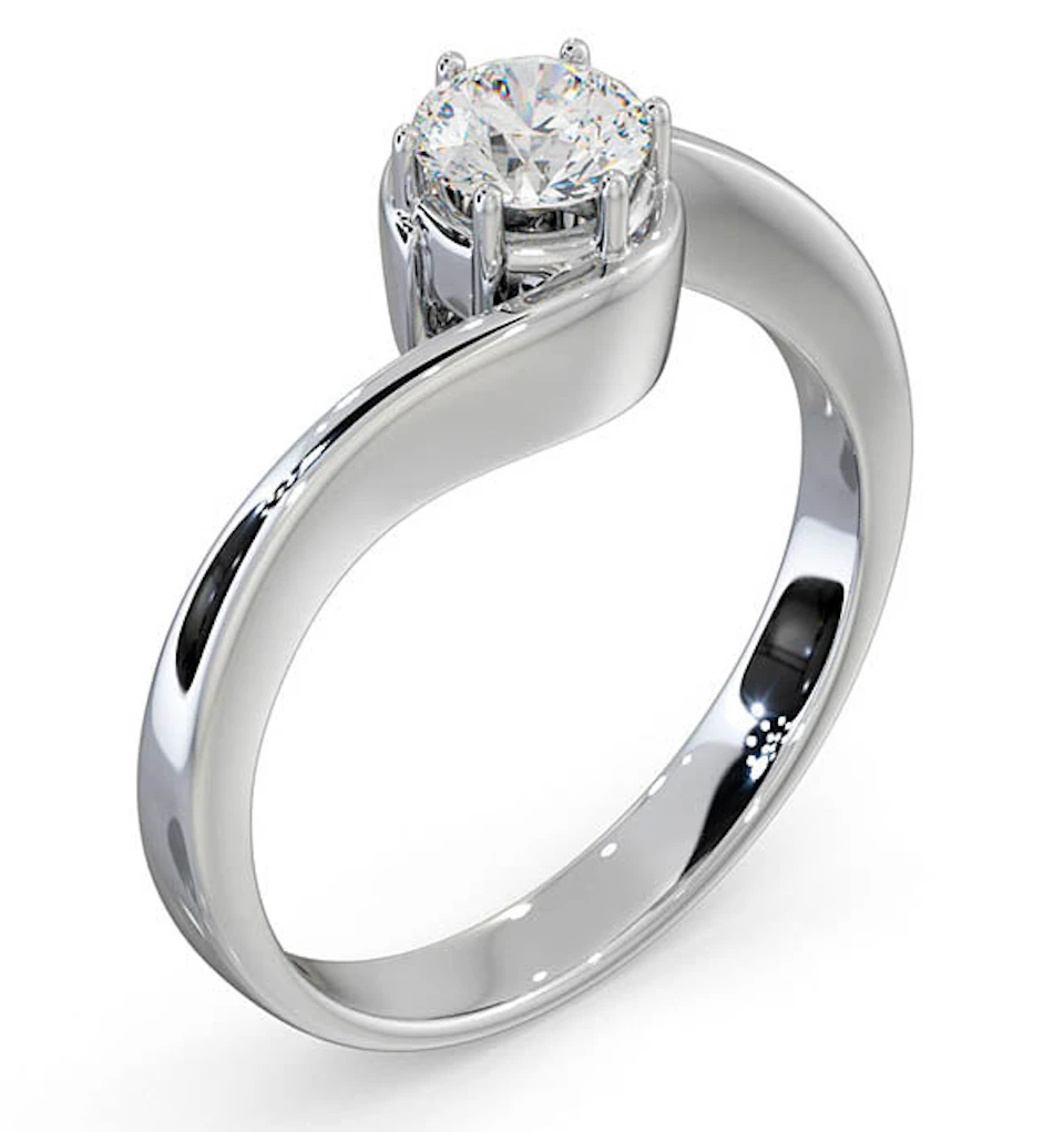 Certified 0.50CT Leah 18K White Gold Engagement Ring E/VS1