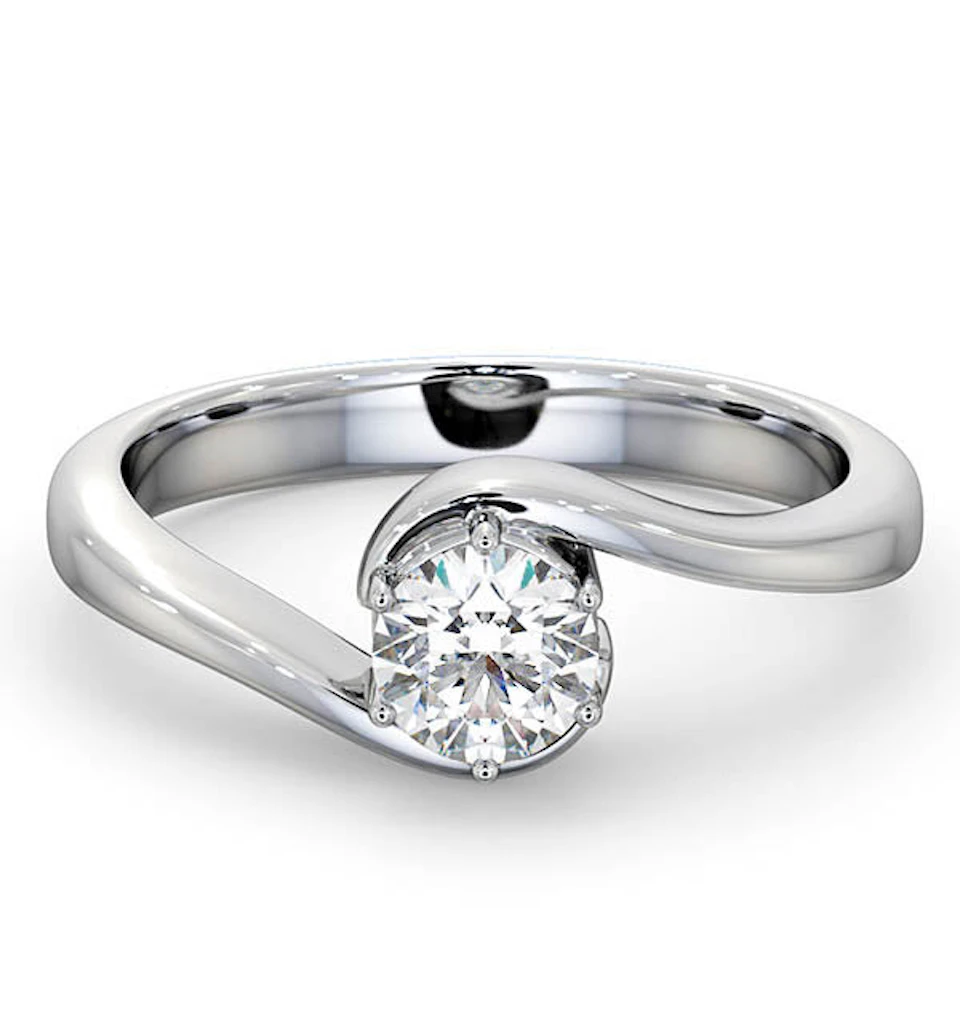 Certified 0.50CT Leah 18K White Gold Engagement Ring E/VS1