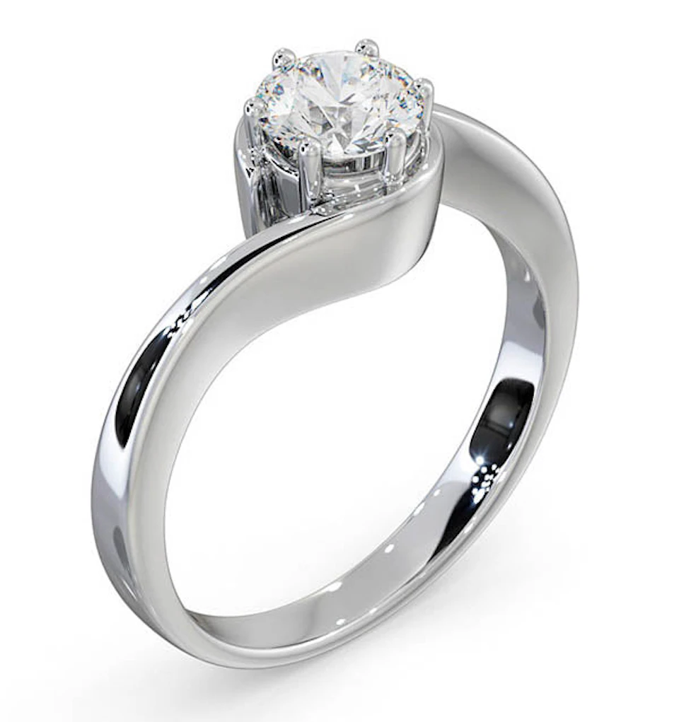 Certified 0.70CT Leah 18K White Gold Engagement Ring G/SI1