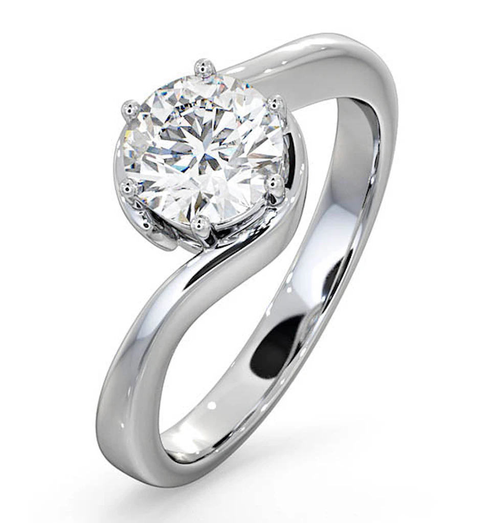 Certified 1.00CT Leah 18K White Gold Engagement Ring G/SI2