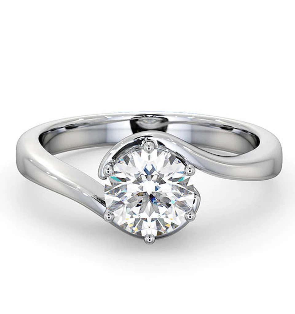 Certified 1.00CT Leah 18K White Gold Engagement Ring G/SI2