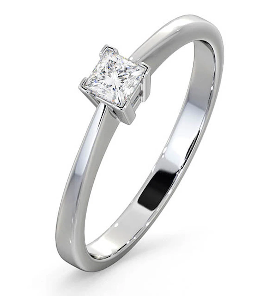 Certified Lauren 18K White Gold Diamond Engagement Ring 0.25CT-F-G/VS