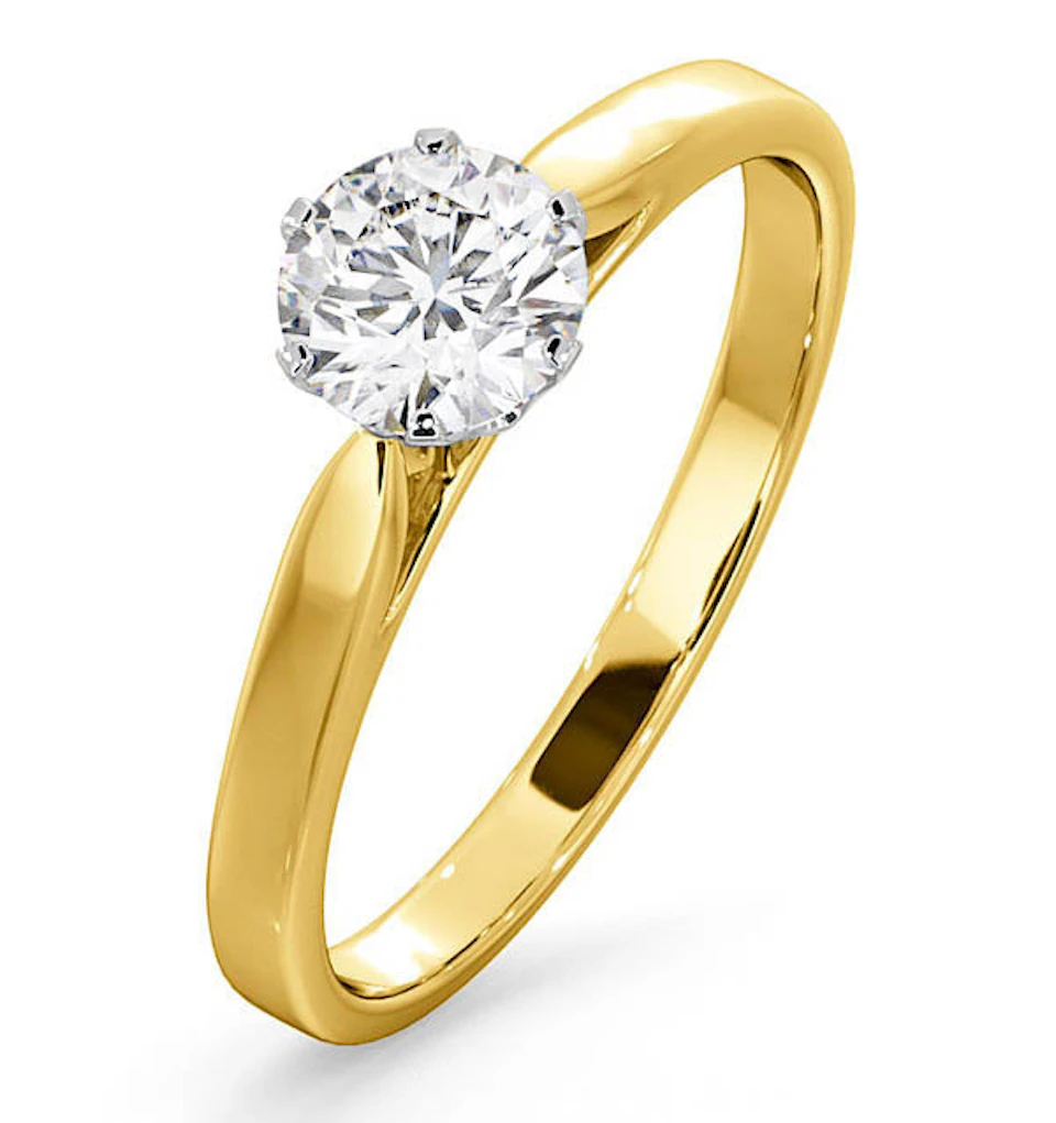 Certified 0.70CT Chloe Low 18K Gold Engagement Ring E/VS1