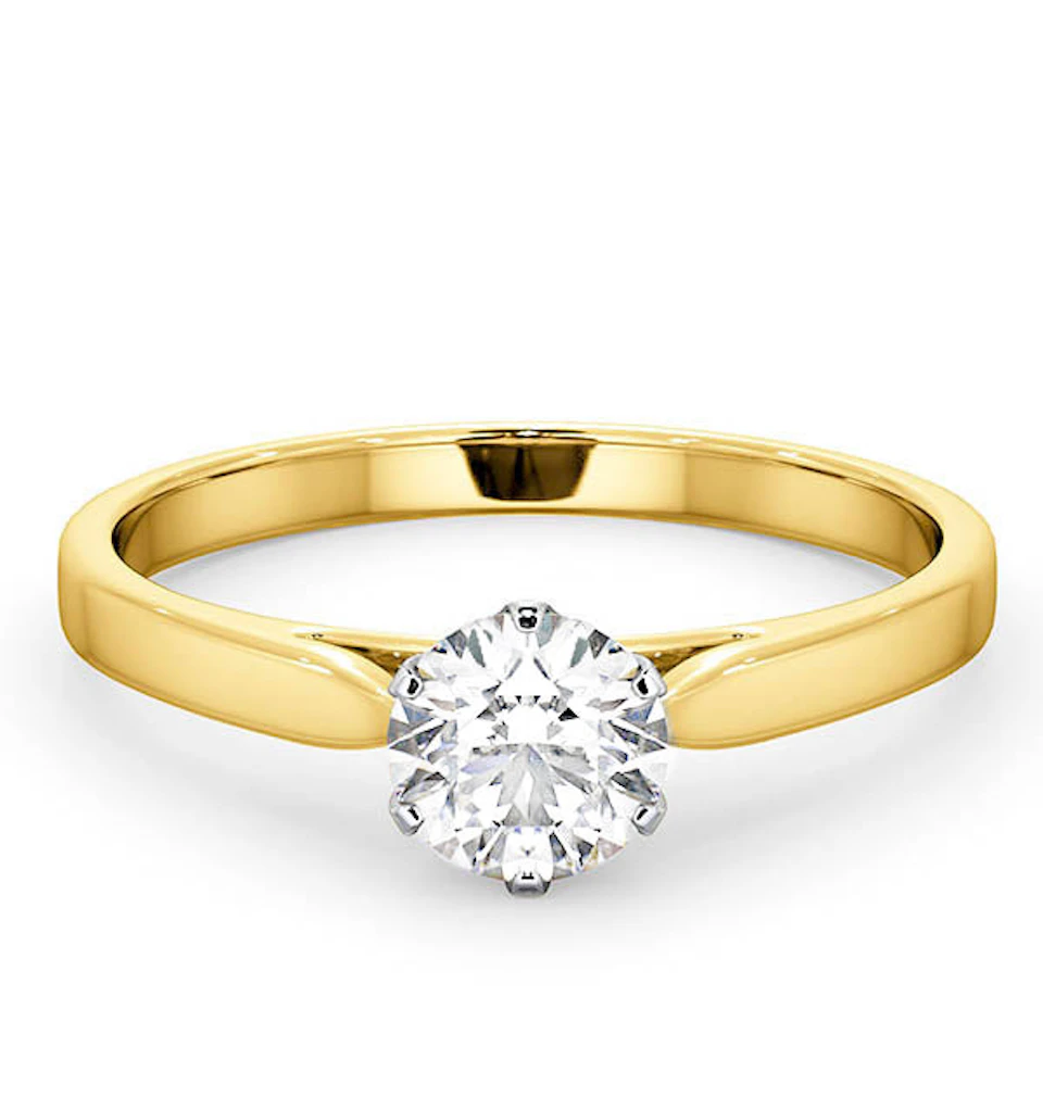 Certified 0.70CT Chloe Low 18K Gold Engagement Ring E/VS1