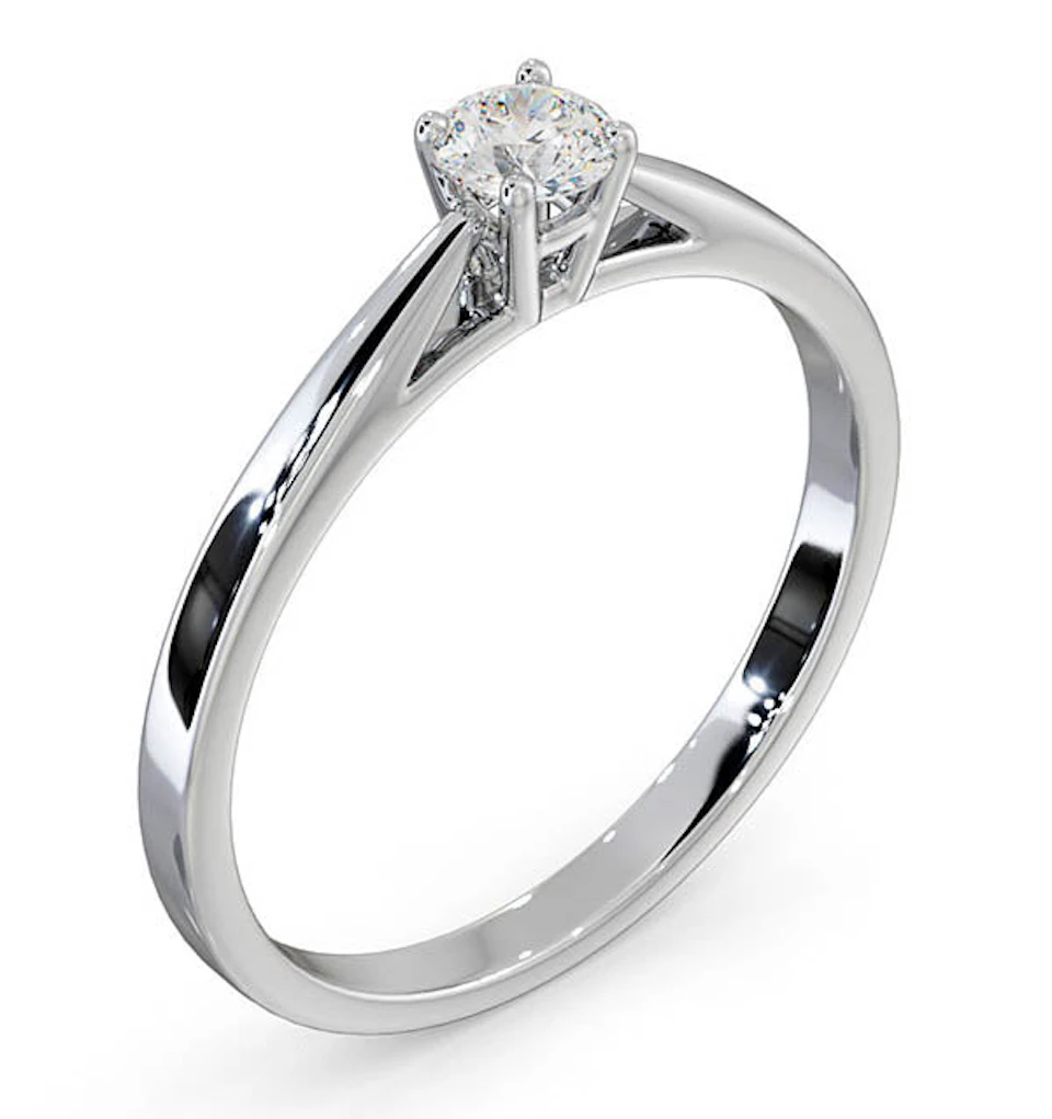 Engagement Ring Certified Elysia 18K White Gold Diamond 0.25CT