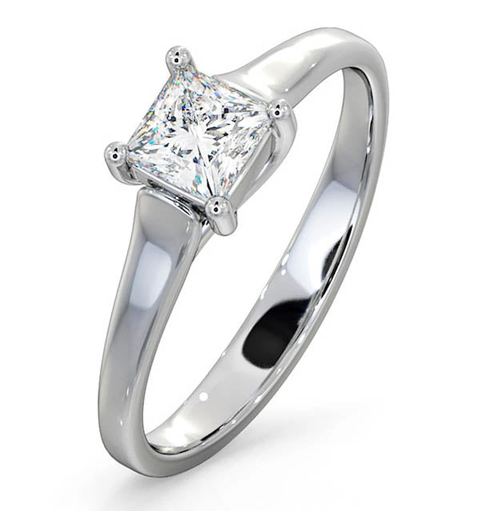 Certified Lucy 18K White Gold Diamond Engagement Ring 0.50CT-F-G/VS