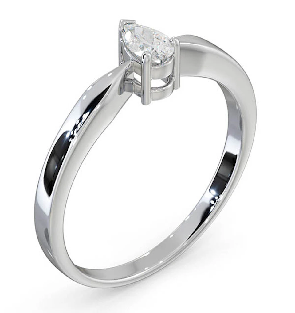 Certified Pear Shaped Platinum Diamond Engagement Ring 0.25CT-G/Vs