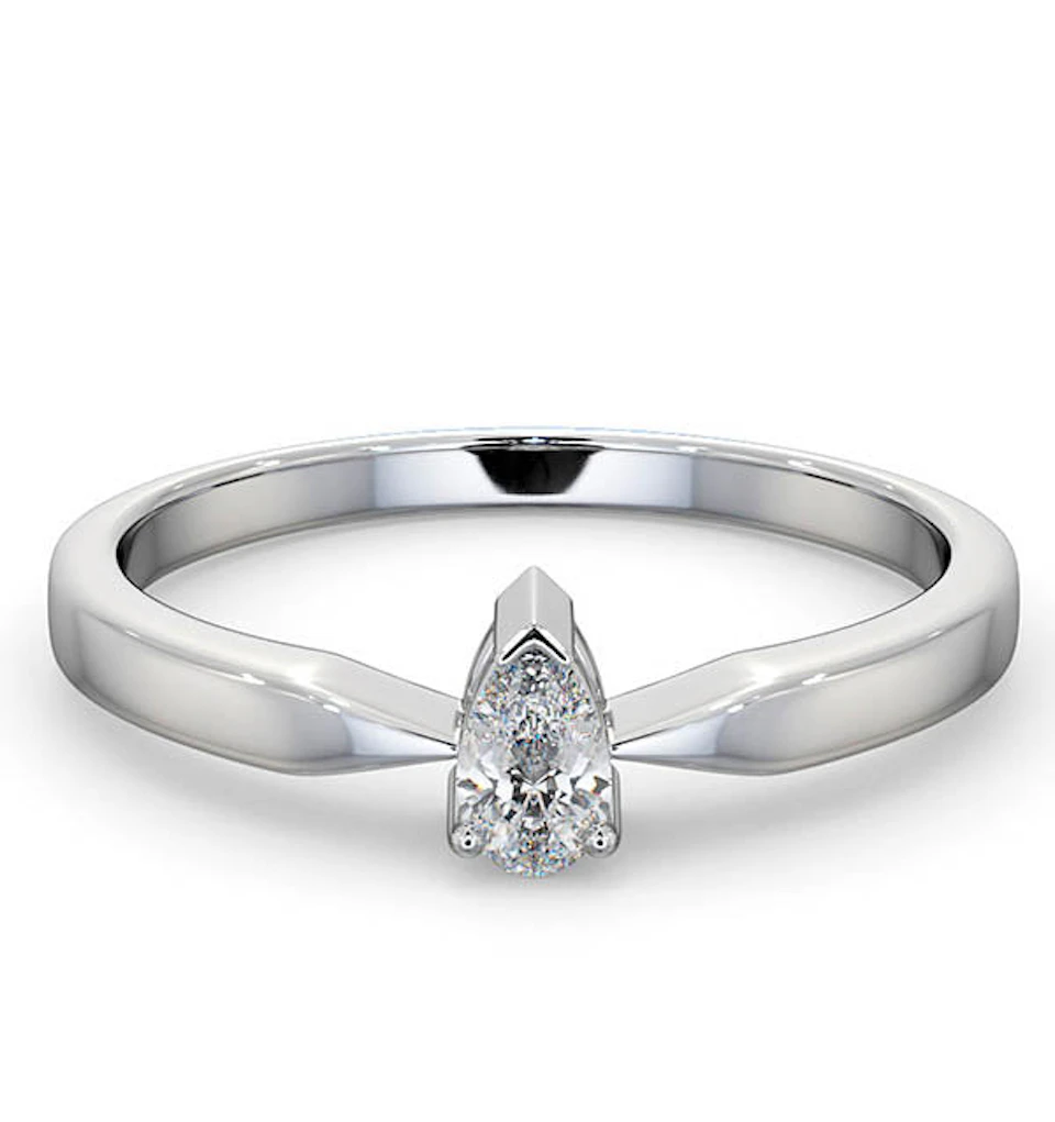 Certified Pear Shaped Platinum Diamond Engagement Ring 0.25CT-G/Vs