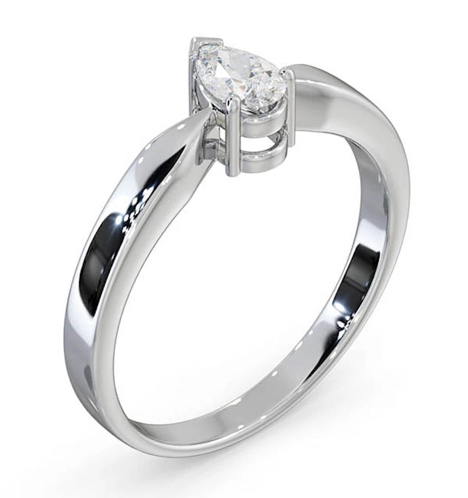 Engagement Ring Certified Pear Shaped Diamond 0.33CT G/VS 18K Gold