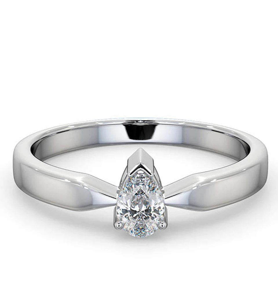 Engagement Ring Certified Pear Shaped Diamond 0.33CT G/VS 18K Gold