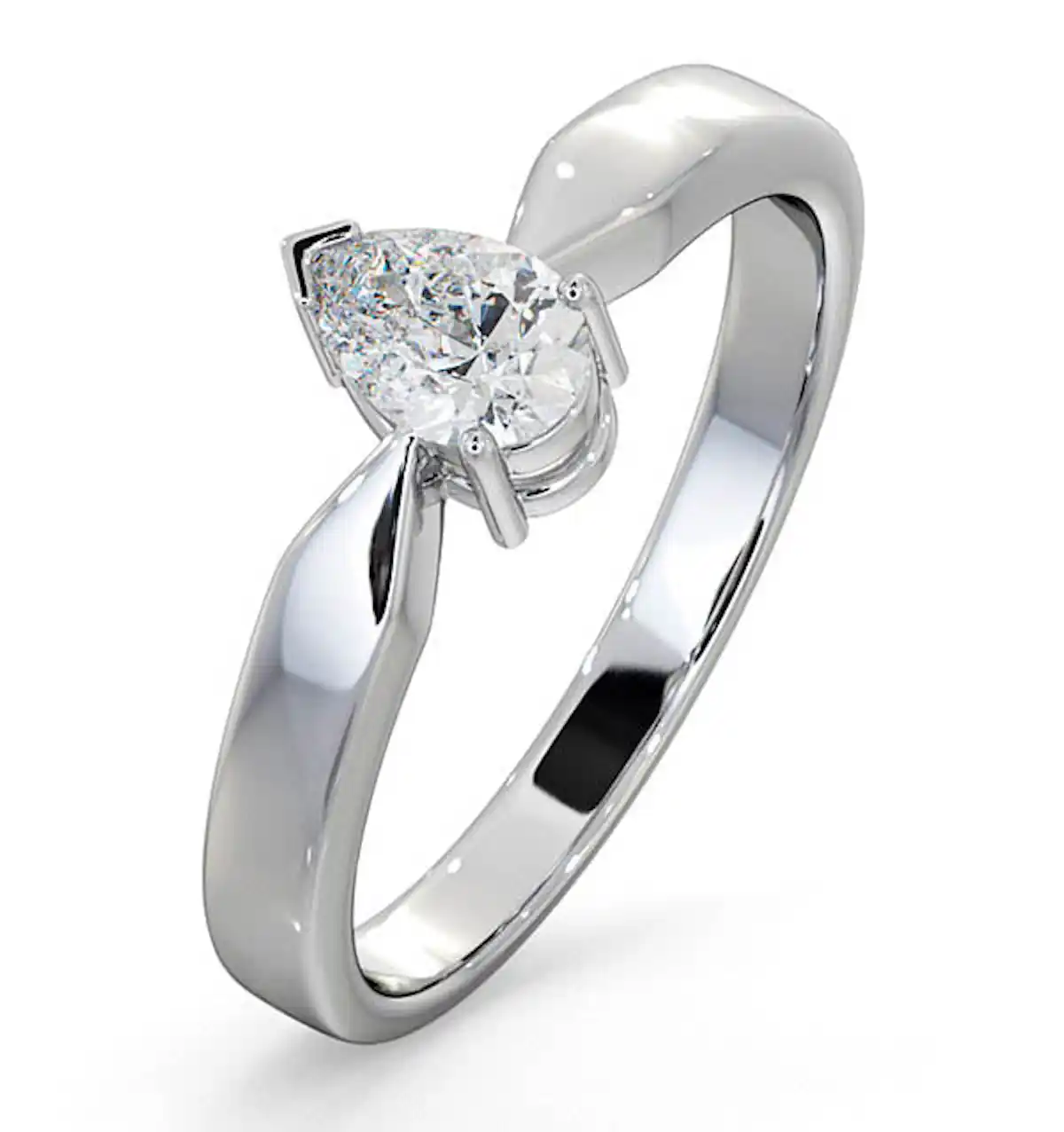 Certified Pear Shaped Platinum Diamond Engagement Ring 0.50CT-G/Vs
