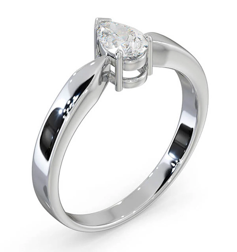 Certified Pear Shaped Platinum Diamond Engagement Ring 0.50CT-H/Si