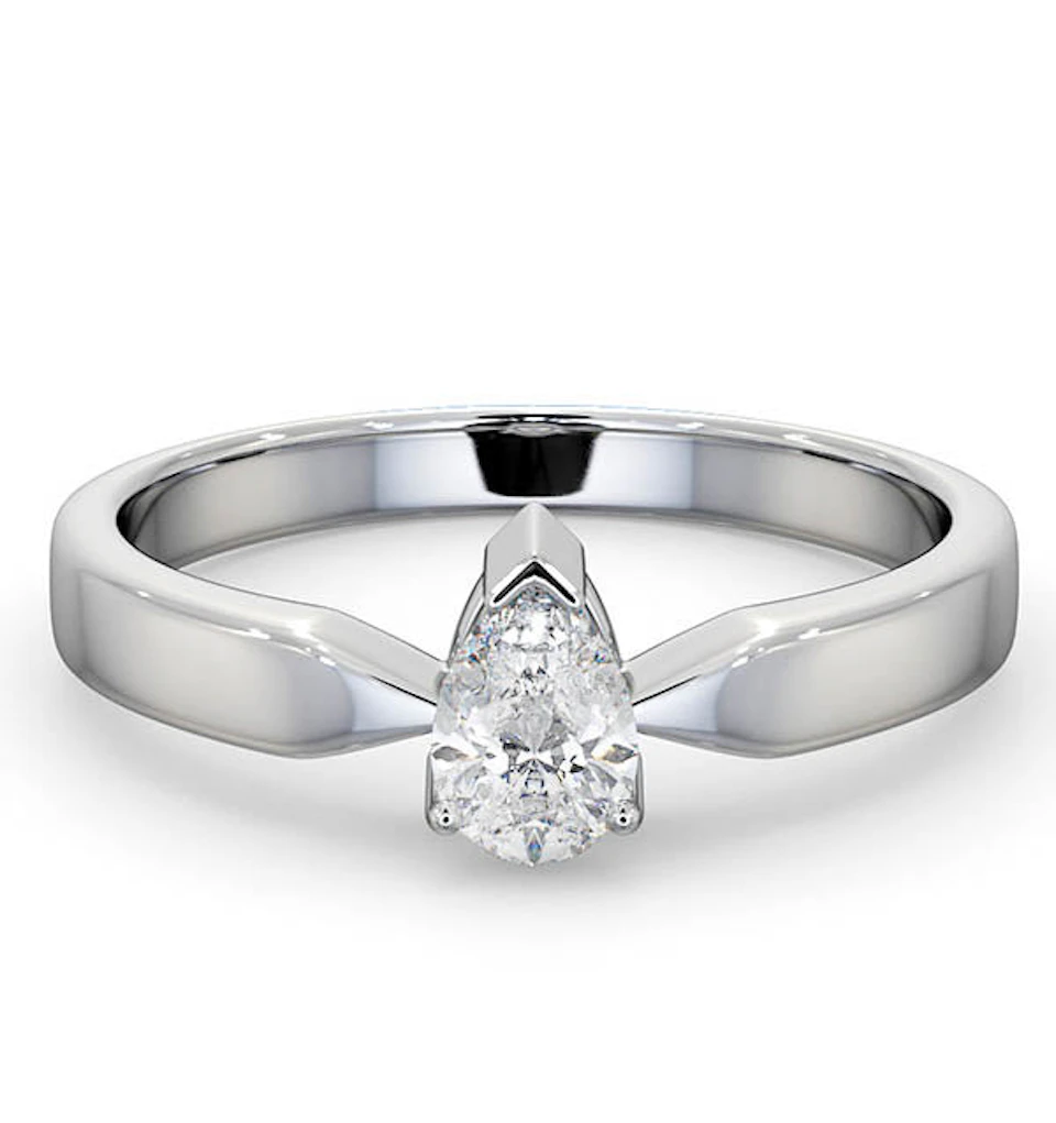 Certified Pear Shaped Platinum Diamond Engagement Ring 0.50CT-H/Si
