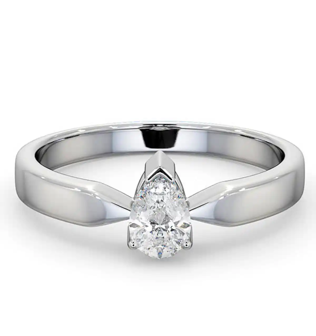 Certified Pear Shaped Platinum Diamond Engagement Ring 0.50CT-G/Vs